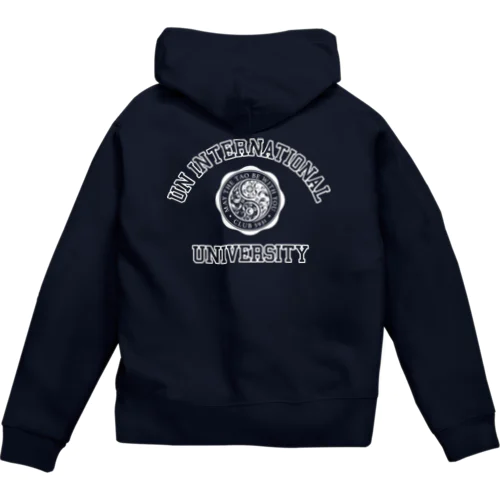 UN INTERNATIONAL UNIVERSITY（WHITE PRINT） Zip Hoodie