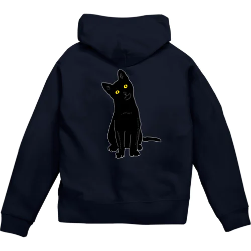 小首をかしげるあざとい黒猫ちゃん Zip Hoodie