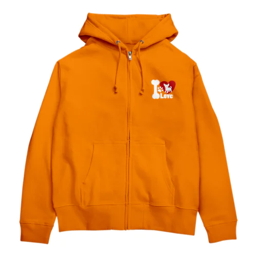 I Loveチワワジップアップパーカー濃色 Zip Hoodie