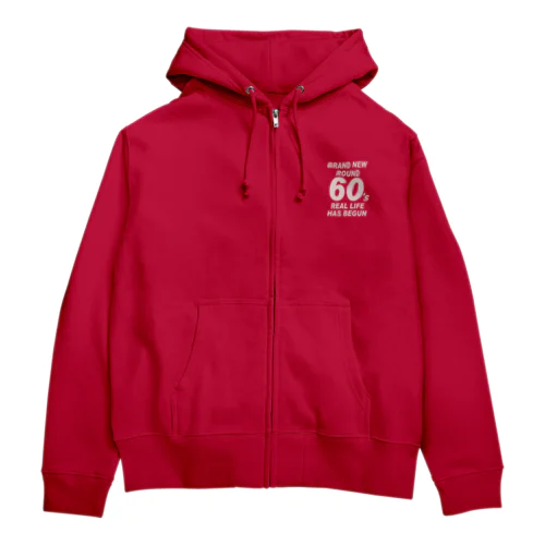 ROUND60 / 還暦＆アラ還を軽やかにすごすロゴ(濃色用) Zip Hoodie