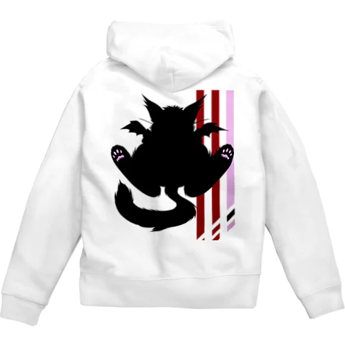 ロゴ入り　ハートぬこ　黒シルエット Zip Hoodie