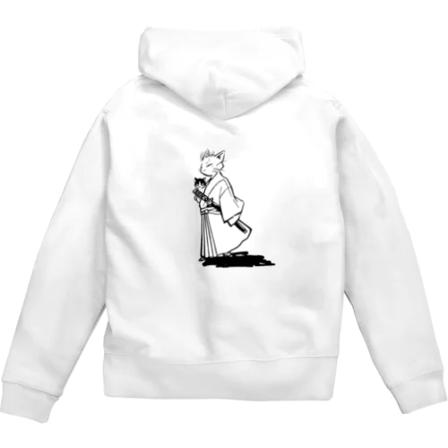 猫侍(モノクロ) Zip Hoodie