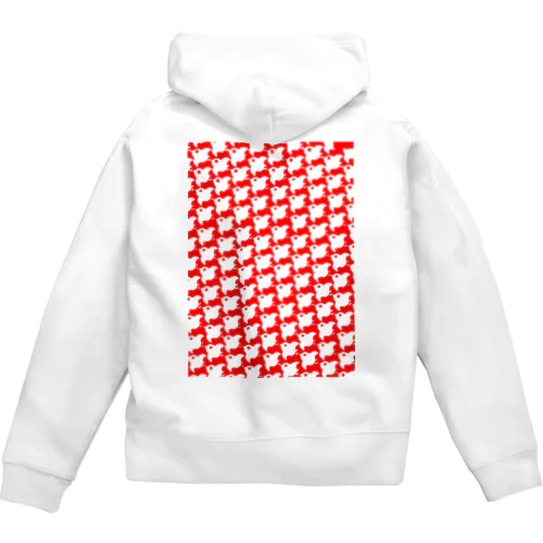 赤い千鳥格子 Zip Hoodie