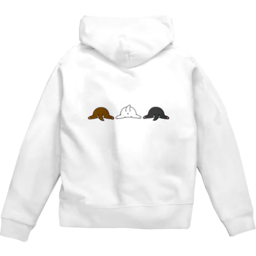 こいぬたち3色（裏おしり） Zip Hoodie