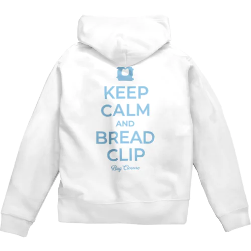 [★バック] KEEP CALM AND BREAD CLIP [ライトブルー] ジップパーカー