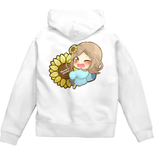 背面にも大きめイラスト(ひのまるCH) Zip Hoodie