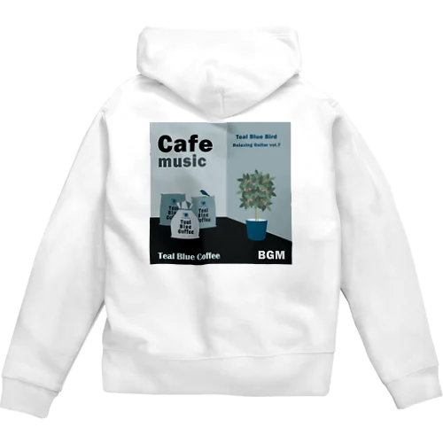 Cafe music - Teal Blue Bird - Zip Hoodie