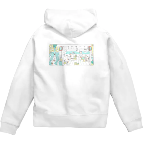 猫の温泉（カラー） Zip Hoodie