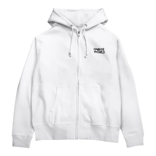 “ONE FIVE WORLD 03” ロゴ小 Zip Hoodie