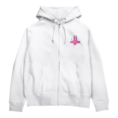 クールなピンクうさぎ Zip Hoodie