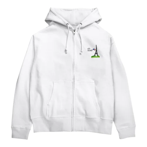 パリ・エッフェル塔(両面プリント) Zip Hoodie