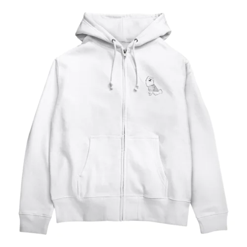 おすわりをした日本スピッツ Zip Hoodie