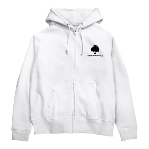 arbre du bonheur ロゴ ブラック Zip Hoodie