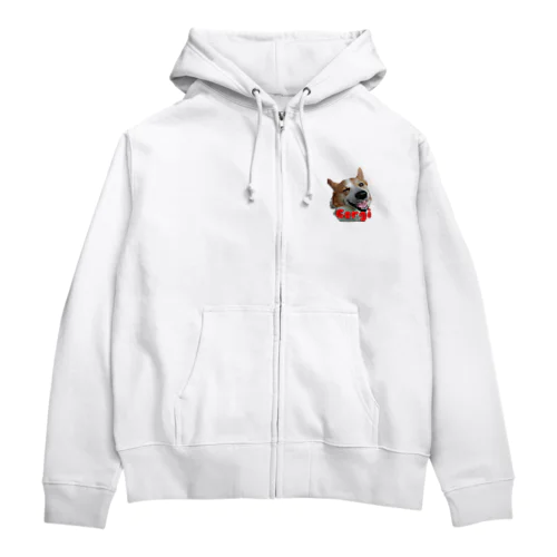 ウィンク コーギージップパーカー赤 Zip Hoodie