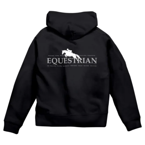 equestrian 人と馬あり　白 Zip Hoodie