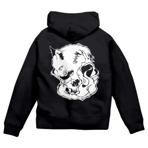 Cats And Skulls White Zip Hoodie