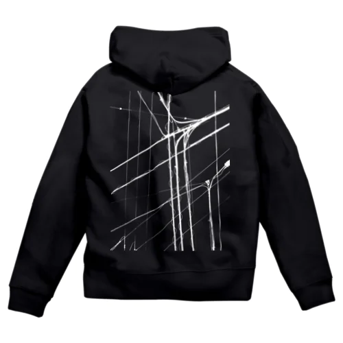 電線1　白 Zip Hoodie