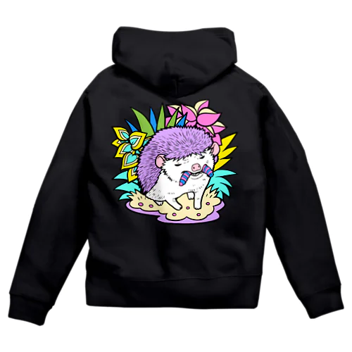 パステルハリネズミ パープル Zip Hoodie