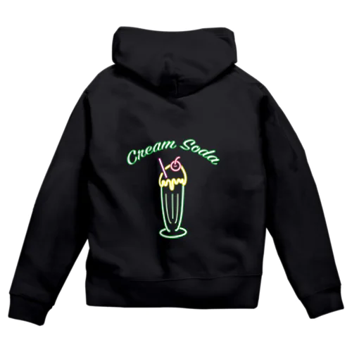 チェリーがポイントのCream Soda ネオン風 Zip Hoodie