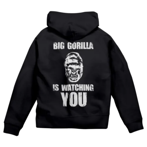 BIG GORILLA IS WATCHING YOU　白文字 ジップパーカー