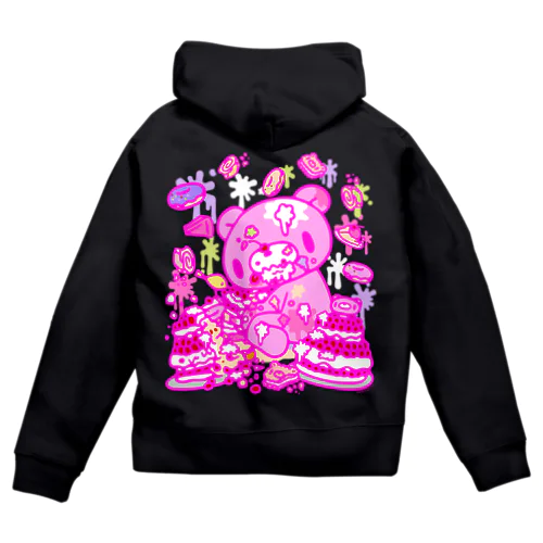 【各10点限定】いたずらぐまのグル〜ミ〜(8/special2/pink×blackback) Zip Hoodie