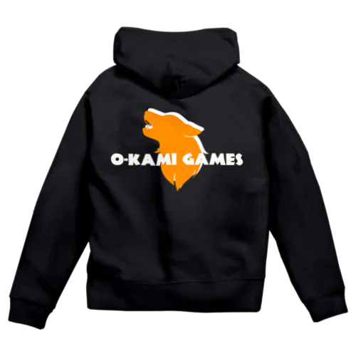 O-KAMI GAMES オレンジロゴ  ジップパーカー