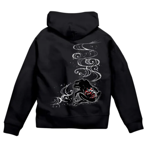 梅波紋　黒 Zip Hoodie