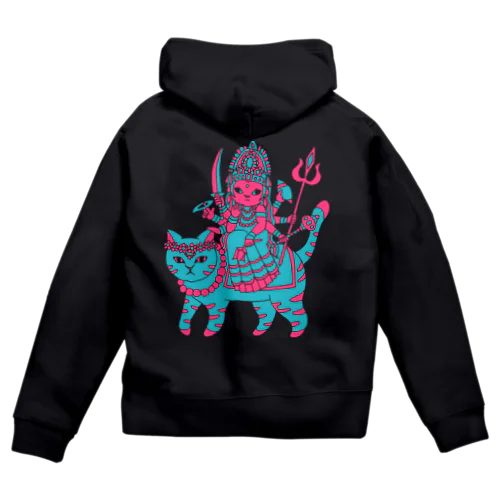 インドの神様ドゥルガー ジップパーカー Zip Hoodie