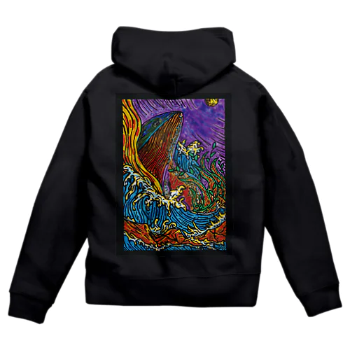 Whale Bound For The Moon Zip Hoodie