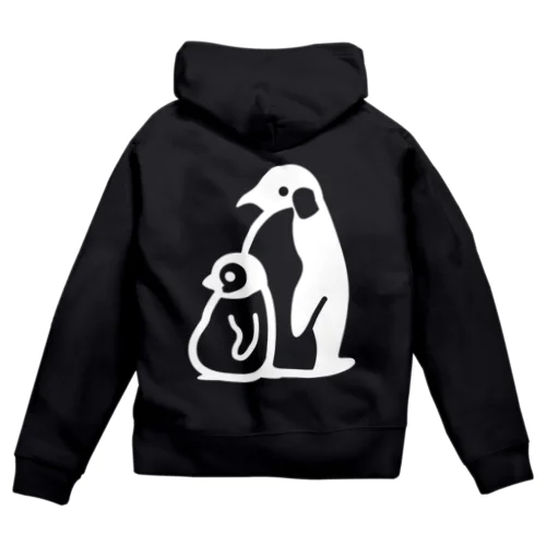 ぺんぎんのおやこ（白） Zip Hoodie