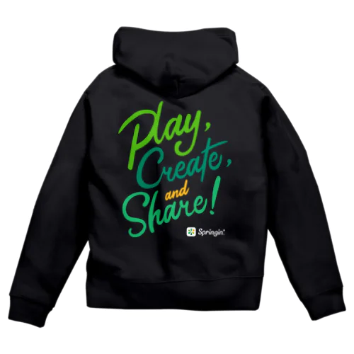 Springin’ 「Play, Create, and Share!」 ジップパーカー