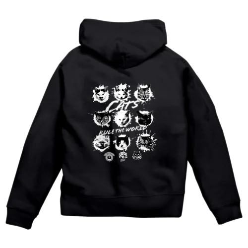 猫が世界を支配する9FACES（黒） Zip Hoodie