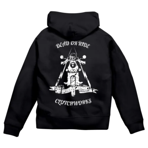 CLUTCH WORKSガイコツライダー白 Zip Hoodie