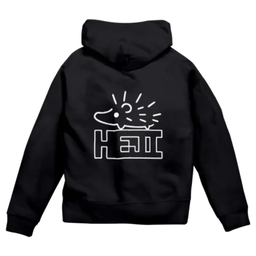 HEJIロゴ(白・大) Zip Hoodie