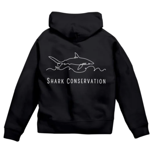 【黒・濃色】サメTシャツ（Shark conservation shirt） ジップパーカー