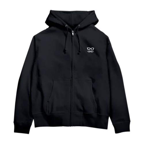 シンプルおひげ。（両面/白） Zip Hoodie