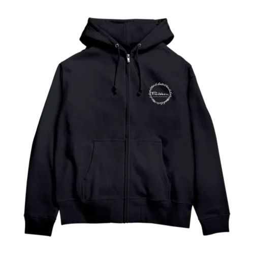 Ribbonロゴホワイト Zip Hoodie