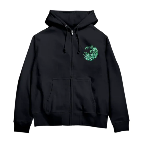 水仙と岩の皿（景徳鎮）フチ無し Zip Hoodie