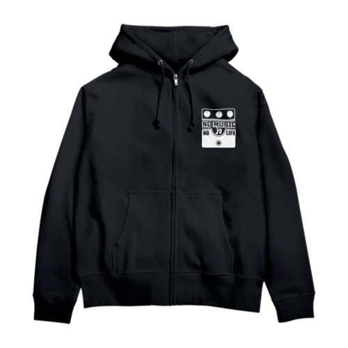 ノーミュージックノーライフ ビッグマフデザイン ホワイト Zip Hoodie