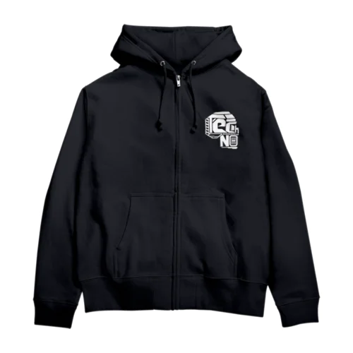 TechNΘロゴ_ホワイト Zip Hoodie