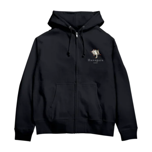 モモンガと花柄アニマルカフェのロゴ入り。 Zip Hoodie