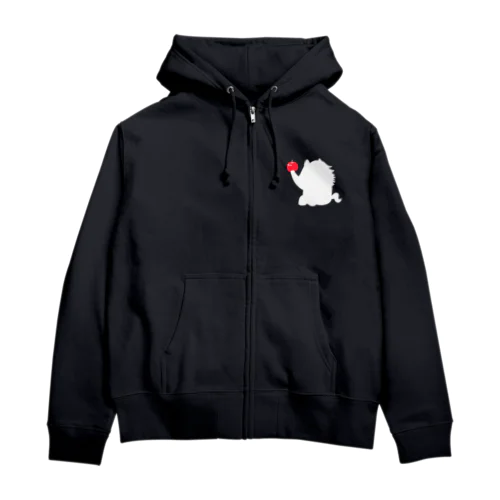 体育座りするお馬Ｔシャツ『アナ５３』白シルエット Zip Hoodie