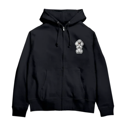 ホワイトカラーのプードル（ちんちんポーズ） Zip Hoodie