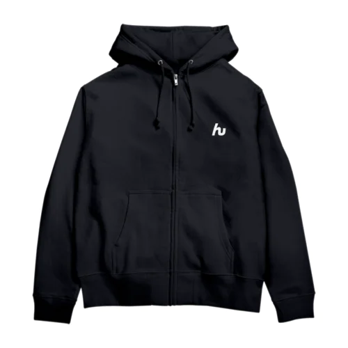 んぱんぱ 「ん」ジップパーカー (ロゴ白) Zip Hoodie