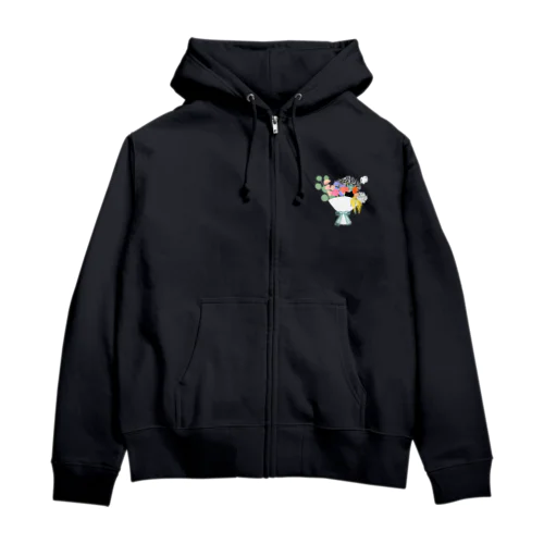 黒猫と花束 Zip Hoodie