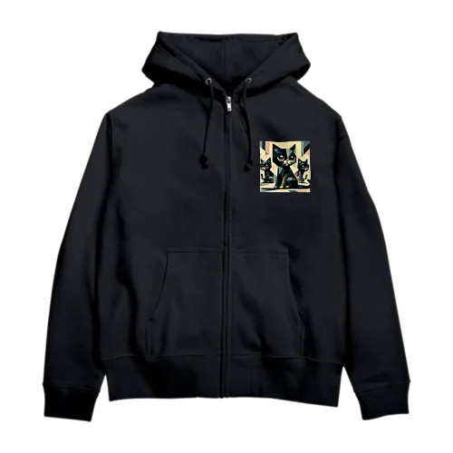 黒猫　キュビズム01 Zip Hoodie