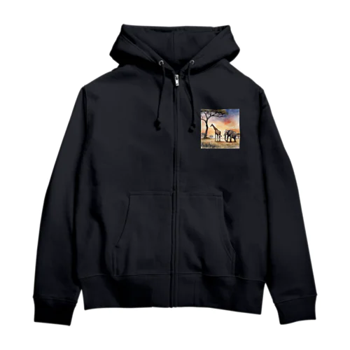 サバンナのとある日の風景　シリーズ　凸凹コンビ Zip Hoodie