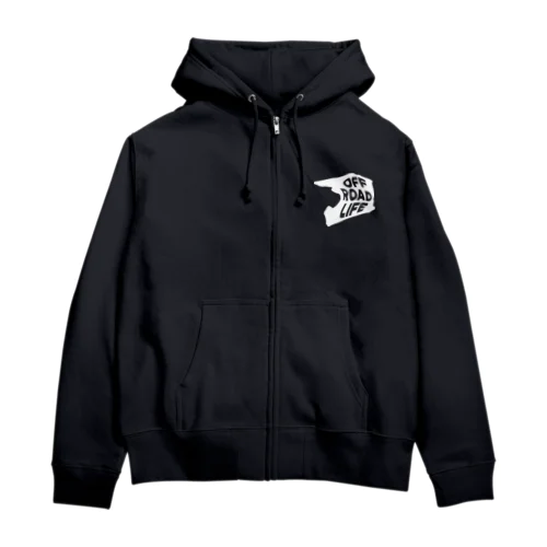 オフロードライフ オフロードヘルメットシルエットデザイン ホワイト Zip Hoodie