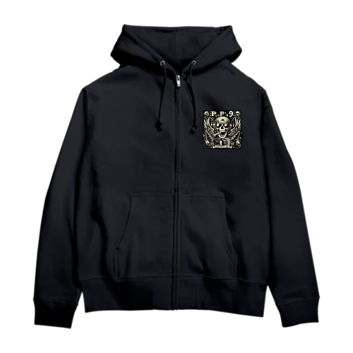 バンド風Tシャツ　髑髏 Zip Hoodie