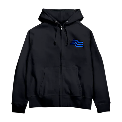 Blue Three Line Zip Hoodie